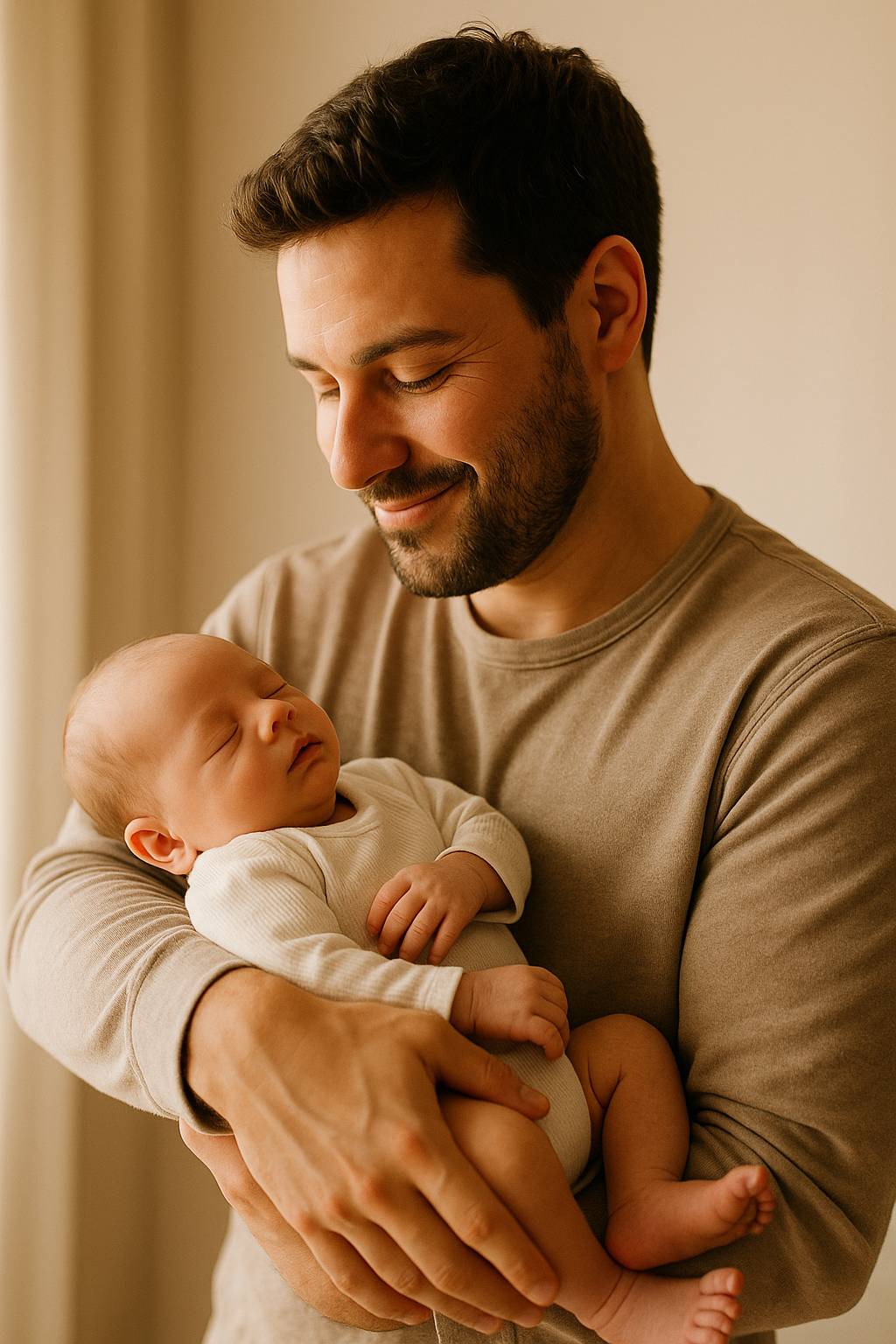 Papá sosteniendo a su hijo