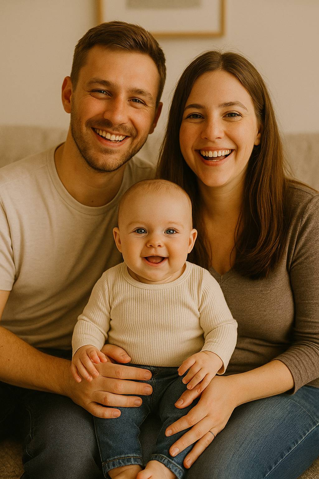 Familia feliz con su bebé