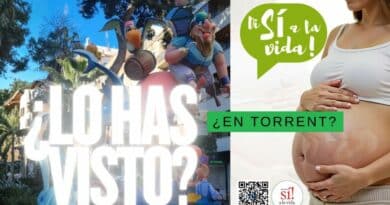 Monumento de fallas y cartel si a la vida