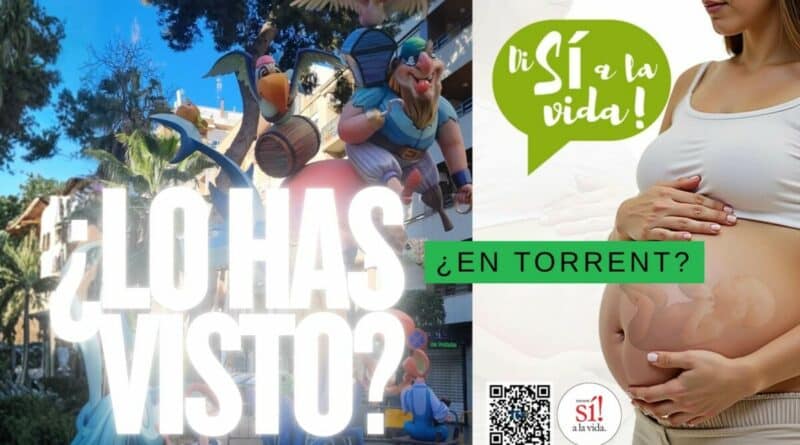 Monumento de fallas y cartel si a la vida