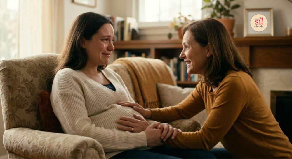 Mujeres compartiendo un momento emocional.